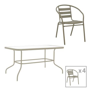 Set mobilier dining Tade-Valor, Metal și Sticlă, Multicolor, 110x60x70 cm