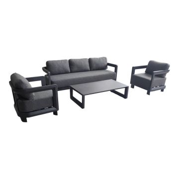 Set mobilier exterior cu funcție lounge Jenora, aluminiu, țesătură antracit, personalizabile, 212x72x64 cm