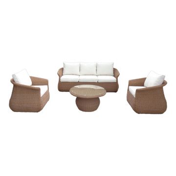 Set mobilier grădină cu funcție lounge Tropicana, ratan, maro/bej, compacte, 204x80x74 cm
