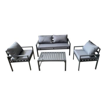 Set mobilier grădină Gardenly, aluminiu, cu perne gri, 4 piese, rezistent, 141x69x72 cm