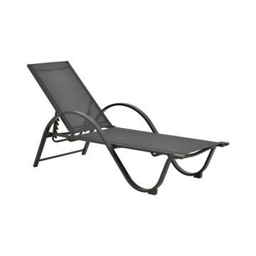 Sezlong Attain cu brate, Aluminiu si textilene, 191x64x32 cm - Gri
