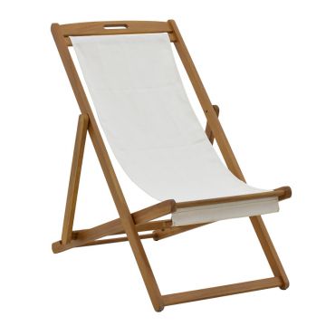 Sezlong Franclow lemn de salcâm pvc Panza, Natural alb, 66x108x105 cm - Natur