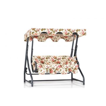 Balansoar de gradina cu 2 locuri Morus, Verde/Alb/Bej/Albastru , 170 x 165 x 110 - Bej