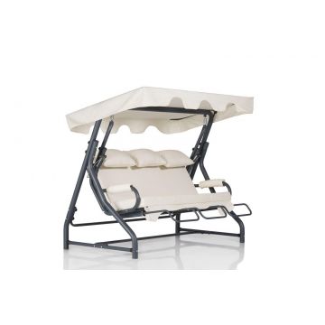 Balansoar de gradina cu 3 locuri  Beyaz, Alb, 160x110x50 cm - Crem