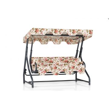 Balansoar de gradina cu 3 locuri Pitesti, Bej - Roz, 50x110x160 cm - Bej