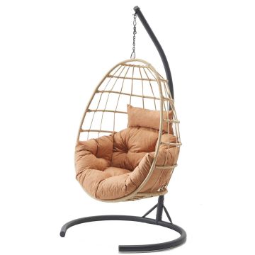 Balansoar de Gradina cu un singur loc Tavus, Maro - Bej, 120 x 214 x 120 cm - Crem