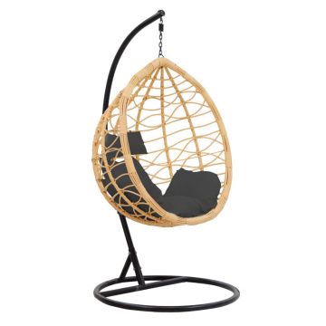 Balansoar Hudson, Metal si PP, 109x119x195 cm - Negru