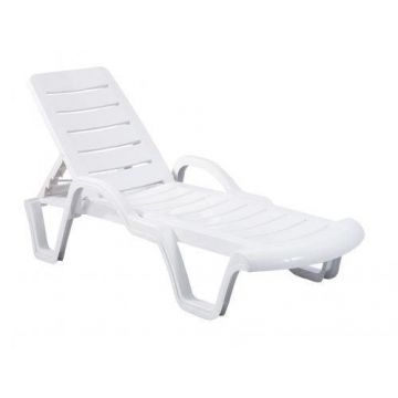 Șezlong Lara Sleeved - White, Alb, 192x42x70 cm - Alb
