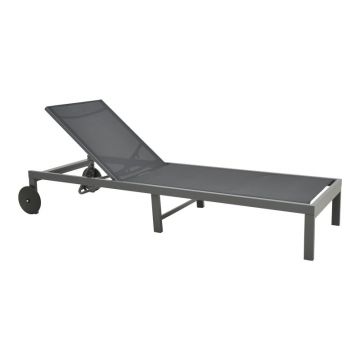 Șezlong Mailo, Aluminiu alb și Textilena, Bej, 71x206x30 cm - Negru