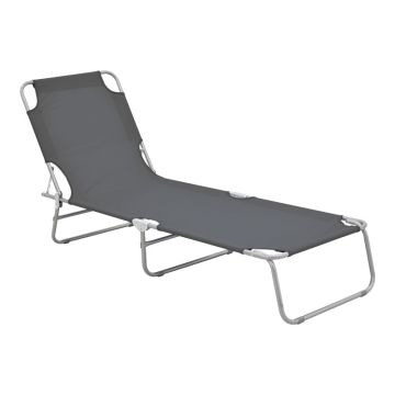Șezlong Pasein, Silver-Antracit, 55x185x24 cm - Silver-Antracit
