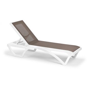 Șezlong Royal Mesh, Diverse culori, 190x70x35 cm - Cappuccino - Alb