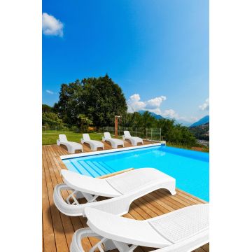 Șezlong Royal Rattan, Diverse culori, 197x70x36 cm - Alb