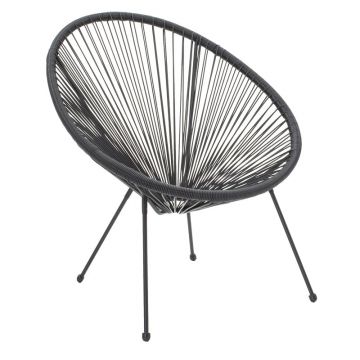 Fotoliu Acapulco metal negru- pe negru, 71x76x85 cm - Negru