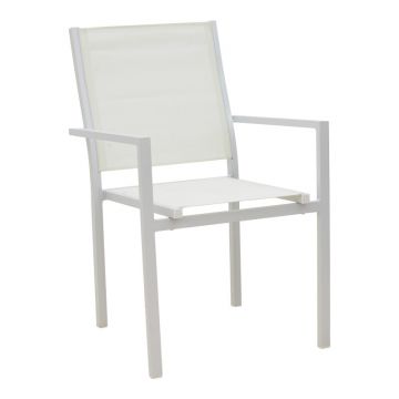 Fotoliu de gradina din aluminiu textilena Zacreta, alb, 56x61x87 cm - Alb