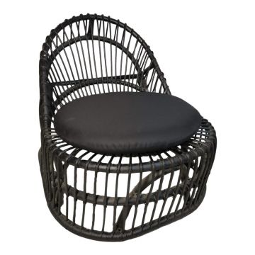 Fotoliu de relaxare Tromso, rattan negru, perna, Natural - Negru, 80x85x98 cm - Negru