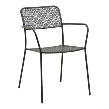 Fotoliu exterior Federal, metal, 57x58x82 cm - Negru