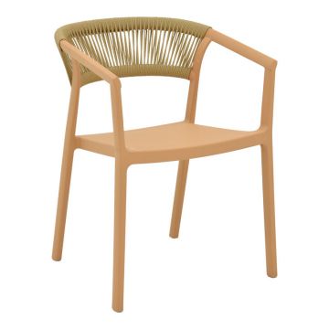 Fotoliu stivuibil Sillia, Cappuccino, Polipropilena cu Ratan, Bej, 55x52x74 cm - Bej
