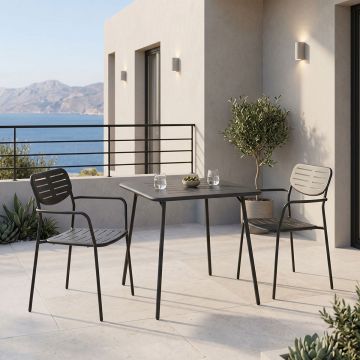Moraja Deraby set 3 piese negru metal, 70x70x73 cm - Negru