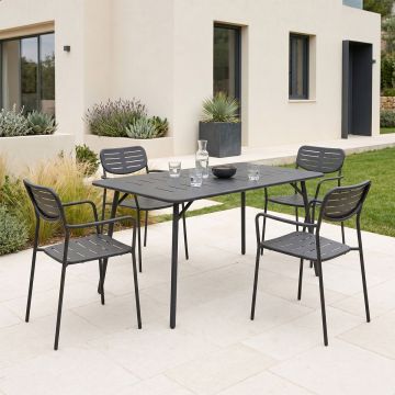 Moraja Deraby set 5 piese negru metal, 140x80x72 cm - Negru