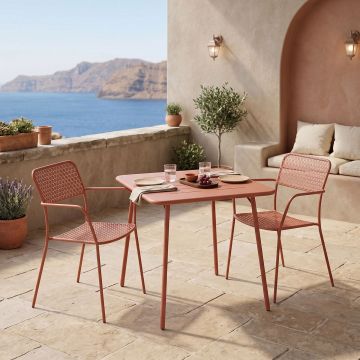 Moraja Federal set 3 piese terracotta metal, Teracotă, 70x70x73 cm - Teracotă