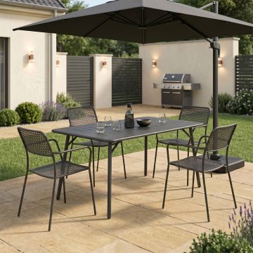 Moraja Federal set 5 piese negru metal, 140x80x72 cm - Negru