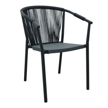 Scaun de aluminiu Convince stivuibil cu cadru Gri-textilene-pe ratan, 56x63x82 cm - Gri