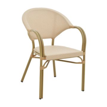 Scaun de gradina Elyza, Bej - Negru, 57x62x84 cm - Bej