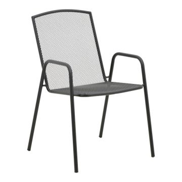 Scaun de gradina Pomedon stivuibil metal, negru, 56x64x87 cm - Negru