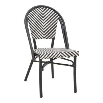 Scaun de gradina Uarmin stivuit negru aluminiu negru si alb textilena, 46x57x85 cm - Negru
