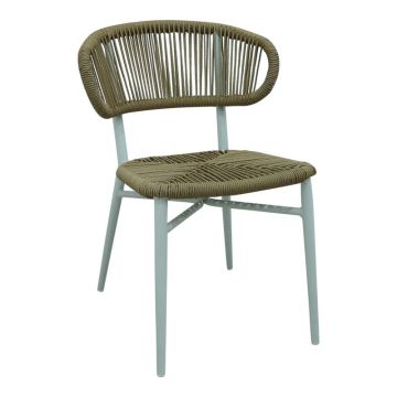 Scaun din aluminiu cu ratan Agus stivuibil, Alb, 55x63x77 cm - Alb