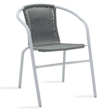 Scaun exterior Obbi, metal si PE, 56x54x73 cm - Gri