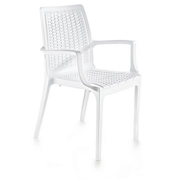 Scaun Exterior Rattan, Diverse culori, 53x57x85 cm - Alb