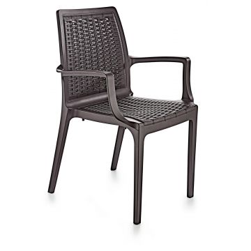 Scaun Exterior Rattan, Diverse culori, 53x57x85 cm - Maro închis