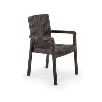 Scaun Exterior Rattan Royal, Diverse culori, 55x58x87 cm - Maro închis