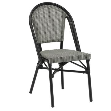Scaun Paris aluminiu negru-textilena, Alb, 44x63x88 cm - Negru