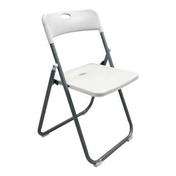 Scaun pliabil cu funcție Edison, Metal, Alb - Negru, 38x49x73 cm - Alb
