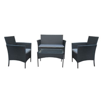 Set 4 buc masa si scaune de gradina Calmness, Negru, 104x55x79 cm - Negru