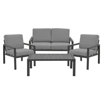 Set 4 buc masa si scaune de gradina Mabudu, Gri, 118x64x100 cm - Gri