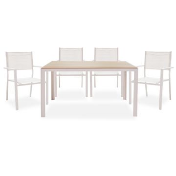 Set de gradina 5 piese Nares-Moly aluminiu texMarone, Alb - Negru, 135x200 cm - Alb