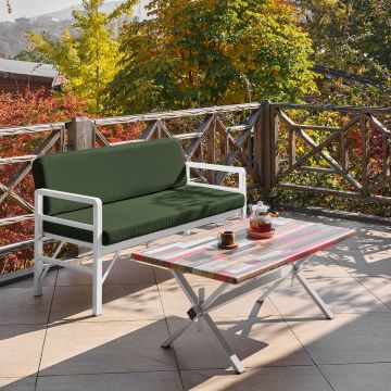 Set de grădină Pandora (2-2-S), Diverse culori, 139x75x52 cm - Alb - Verde