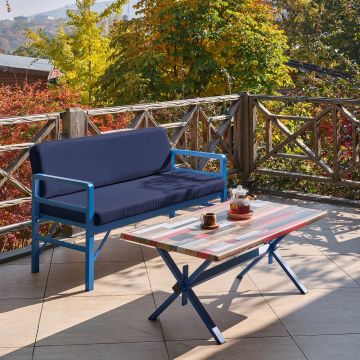 Set de grădină Pandora (2-2-S), Diverse culori, 139x75x52 cm - Albastru - Albastru închis