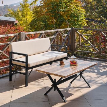 Set de grădină Pandora (2-2-S), Diverse culori, 139x75x52 cm - Negru - Crem