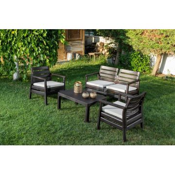 Set de grădină Sofa Set Double, Diverse culori, 125x67x81 cm - Maro închis
