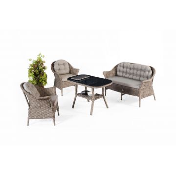 Set de Lounge de Grădină Artemis Plus, Gri, 4 piese - Gri