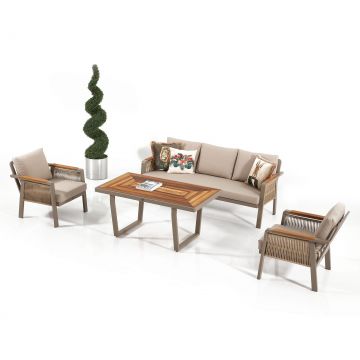Set de Lounge de Grădină Artemis Plus, Gri, 4 piese - Multicolor