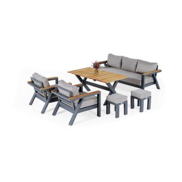 Set de lounge de grădină Daisy Set Garden, Cappuccino, 6 piese - Gri