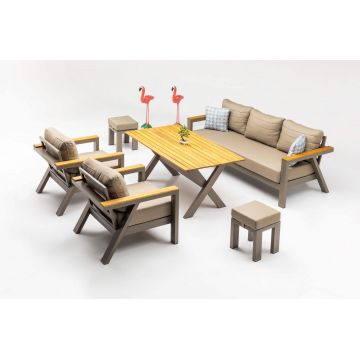 Set de lounge de grădină Daisy Set Garden, Cappuccino, 6 piese - Multicolor