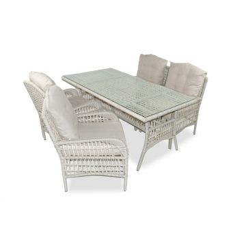 Set De Lounge De Grădină Lady, Crem, 5 piese - Crem