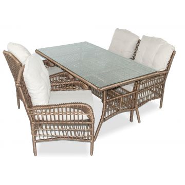 Set De Lounge De Grădină Lady, Crem, 5 piese - Multicolor