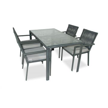 Set De Lounge De Grădină Leros 140, Maro Inchis, 140X75X80 Cm - Gri